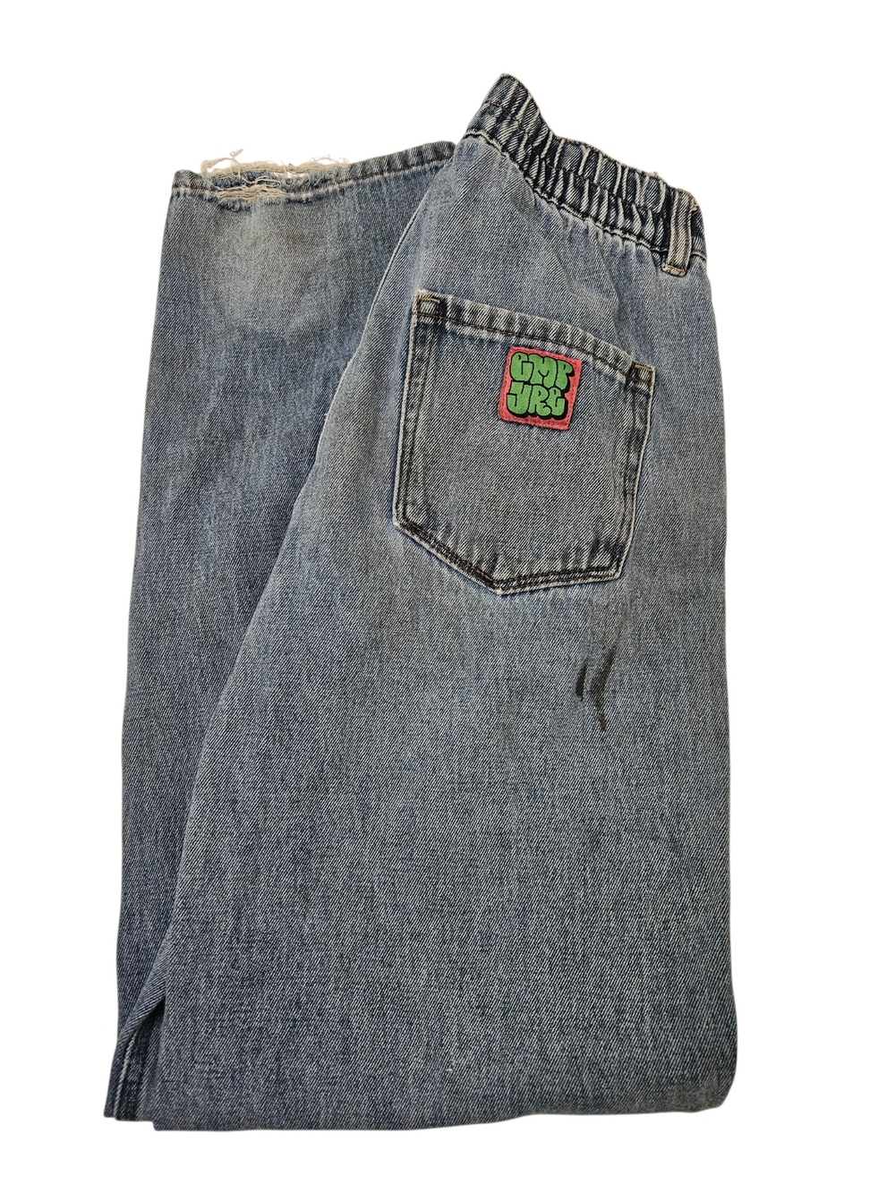 Light Blue Women's Jeans with Elastic Waist Distressed Y2K XS